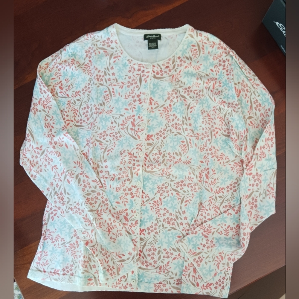 Women's Eddie Bauer print cardigan XL tall EUC